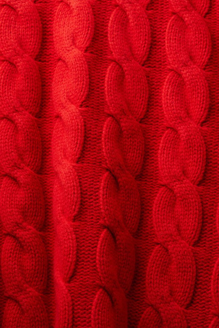 Palmikkoneulepusero villaa, DARK RED, detail image number 6
