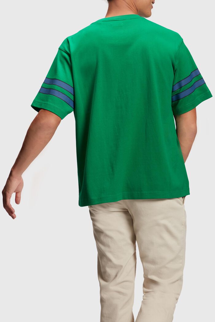 Raitahihainen t-paita graafisella printillä, EMERALD GREEN, detail image number 1