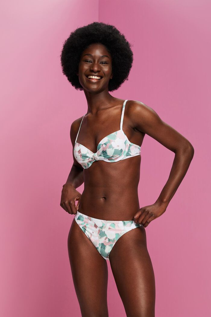 Kierrätetty: kuviolliset bikinihousut, KHAKI GREEN, detail image number 0