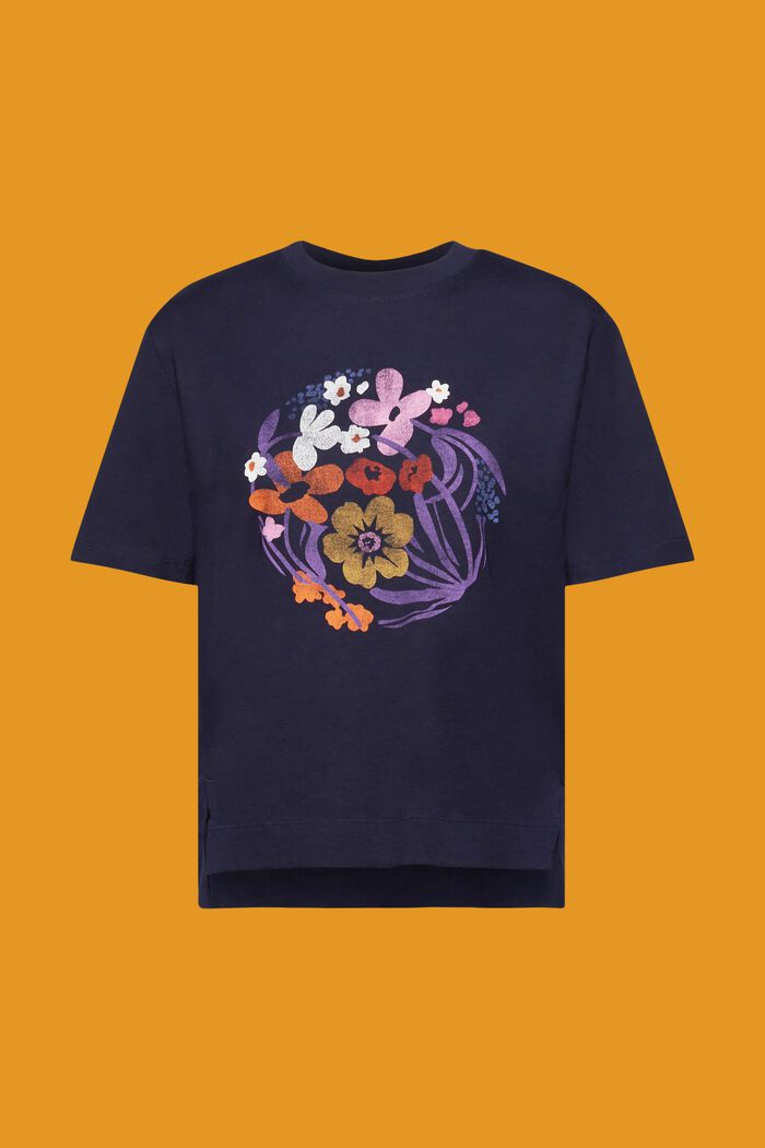 T-paita kukkaprintillä, NAVY, detail image number 6