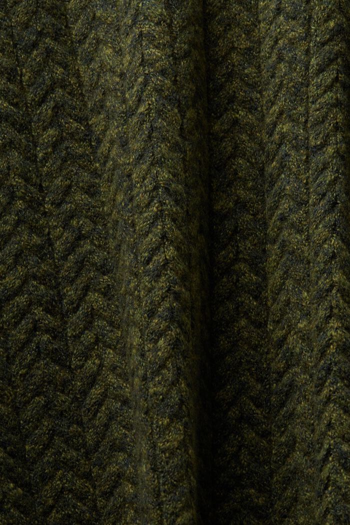 Meleerattu collegepaita palmikkoneulosta, OLIVE, detail image number 5
