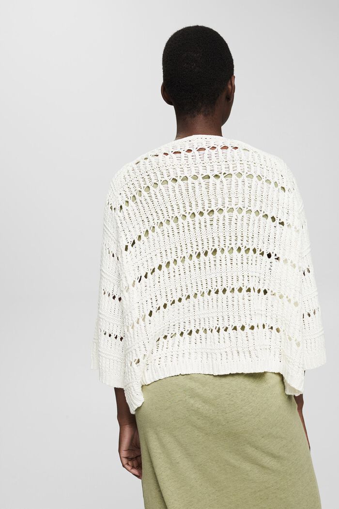 Lyhyt neuleponcho, OFF WHITE, detail image number 4