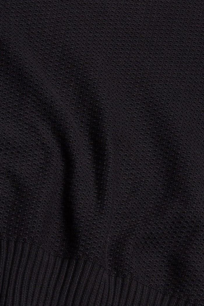 Ribbikohokuvioitu neulepusero, jossa pystykaulus, BLACK, detail image number 4