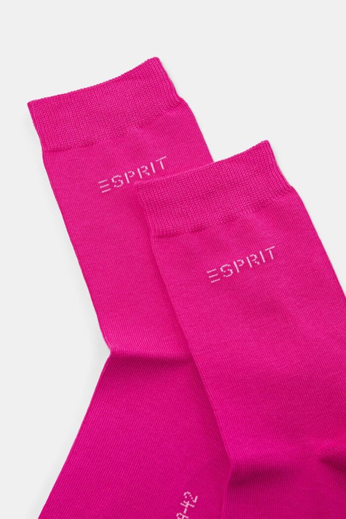 2 paria luomupuuvillasta valmistettuja sukkia, joissa neulottu logo, HOT PINK, detail image number 2