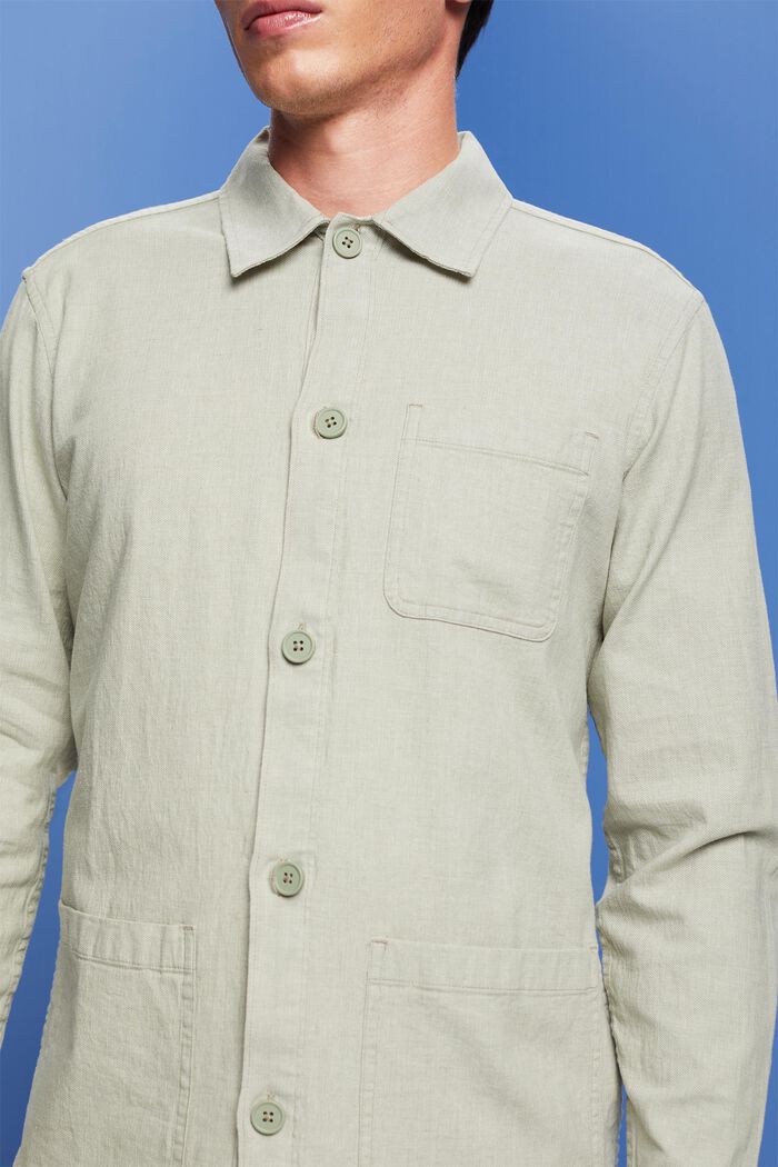 Kalanruotokuvioitu paita pellavasekoitetta, LIGHT GREEN, detail image number 2