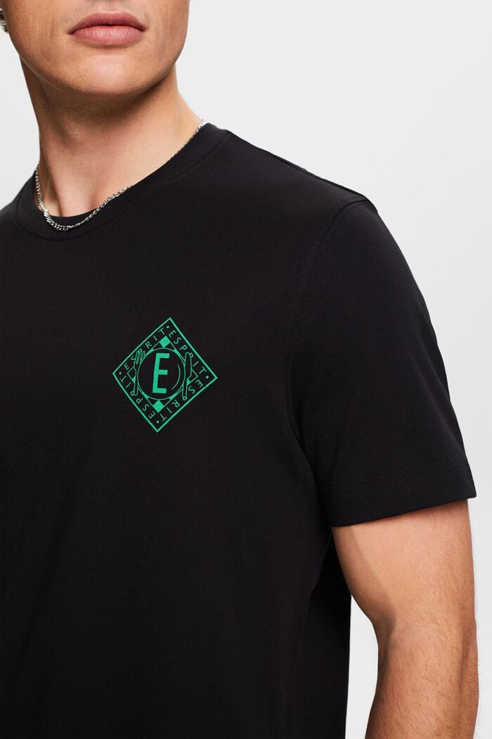 Logollinen t-paita puuvillajerseytä, BLACK, detail image number 3