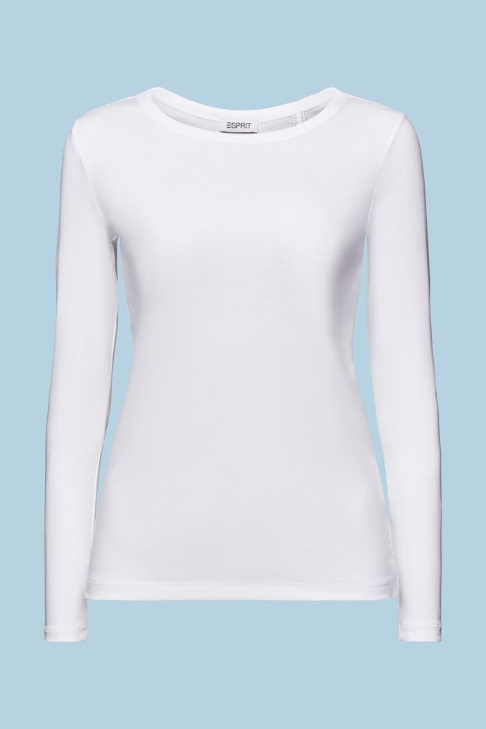 Pitkähihainen T-paita puuvilla-jerseytä, WHITE, detail image number 5