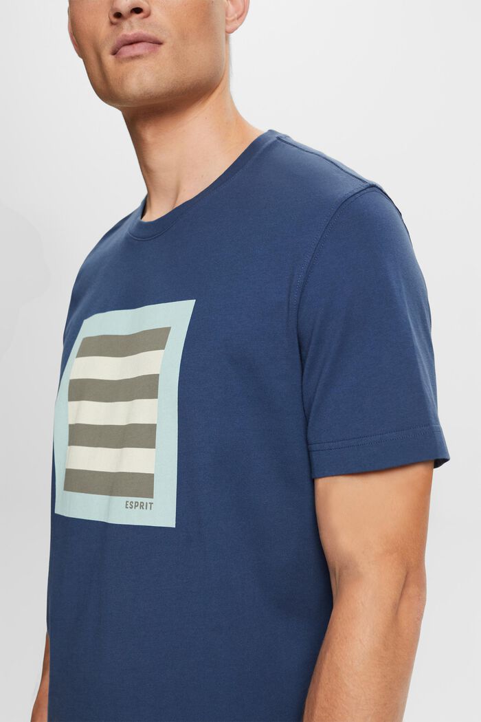 Graafinen t-paita puuvillajerseytä, GREY BLUE, detail image number 2