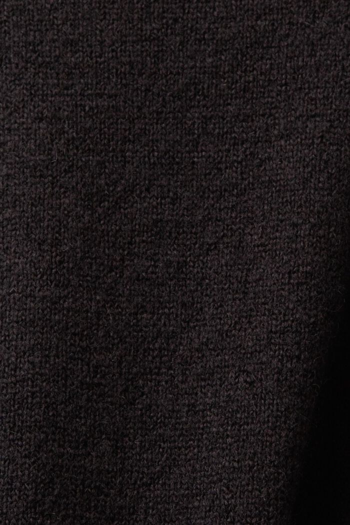 Pitkä kiinnityksetön neuletakki villasekoitetta, BLACK, detail image number 5
