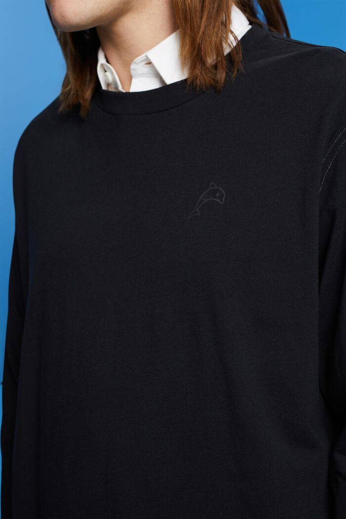 Pitkähihainen, delfiinipainettu paita, BLACK, detail image number 2