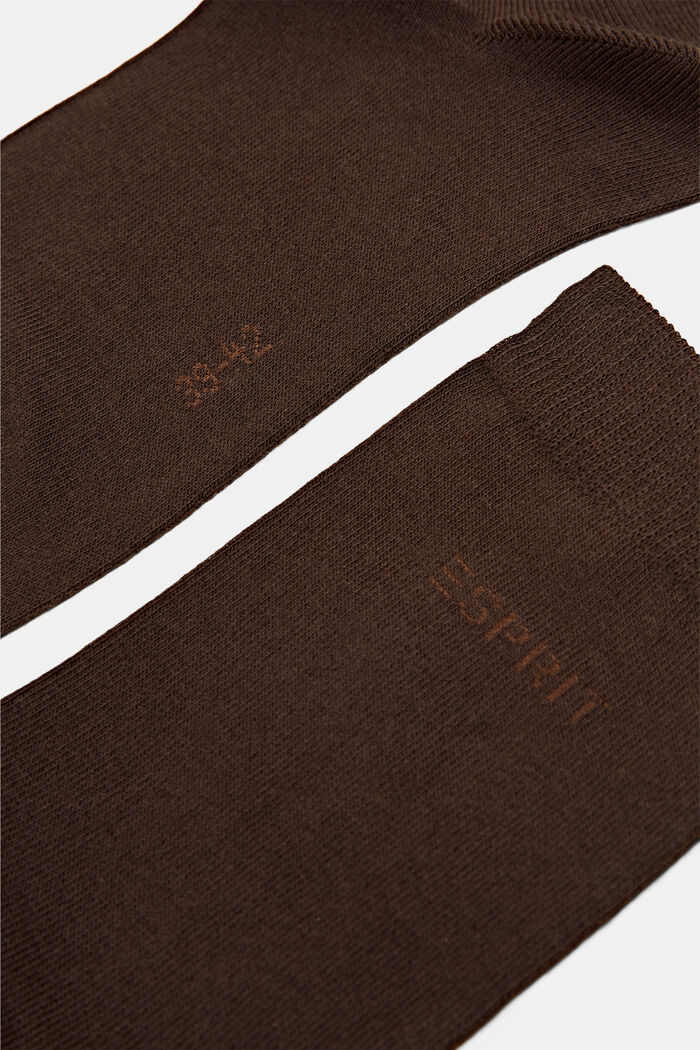 2 paria luomupuuvillasta valmistettuja sukkia, joissa neulottu logo, DARK BROWN, detail image number 1
