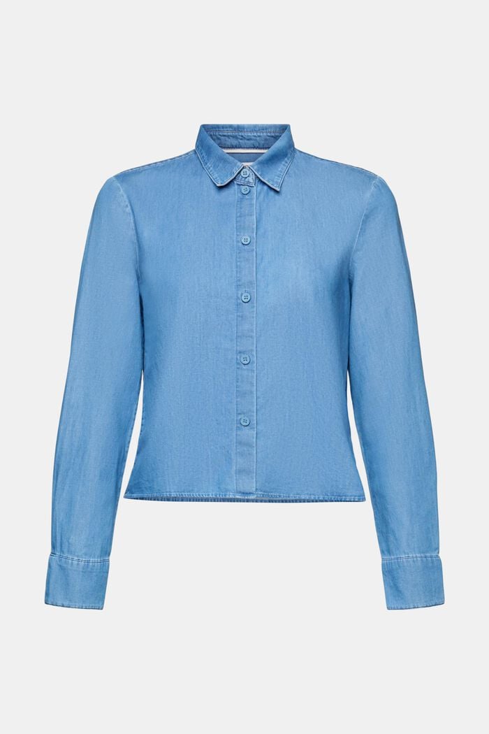 Vajaapituinen paitapusero denimiä, BLUE LIGHT WASHED, detail image number 6