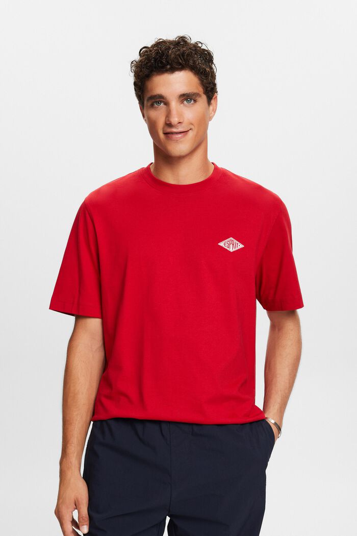 Lyhythihainen, logollinen T-paita, DARK RED, detail image number 2