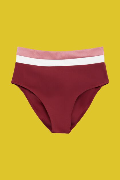 Kolmivärinen, korkeavyötäröinen bikinialaosa, DARK RED, overview