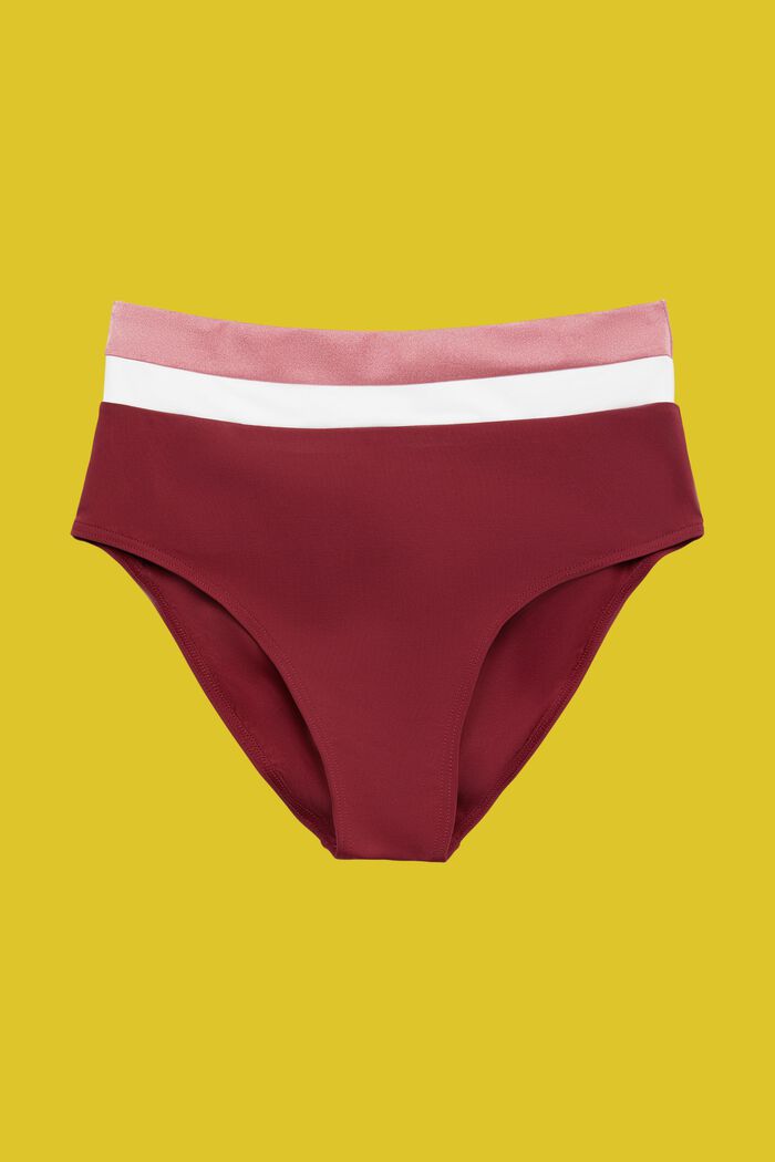 Kolmivärinen, korkeavyötäröinen bikinialaosa, DARK RED, detail image number 5