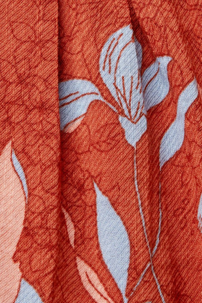 Kuvioitu lyhythihainen pusero puuvillasekoitetta, CORAL ORANGE, detail image number 5