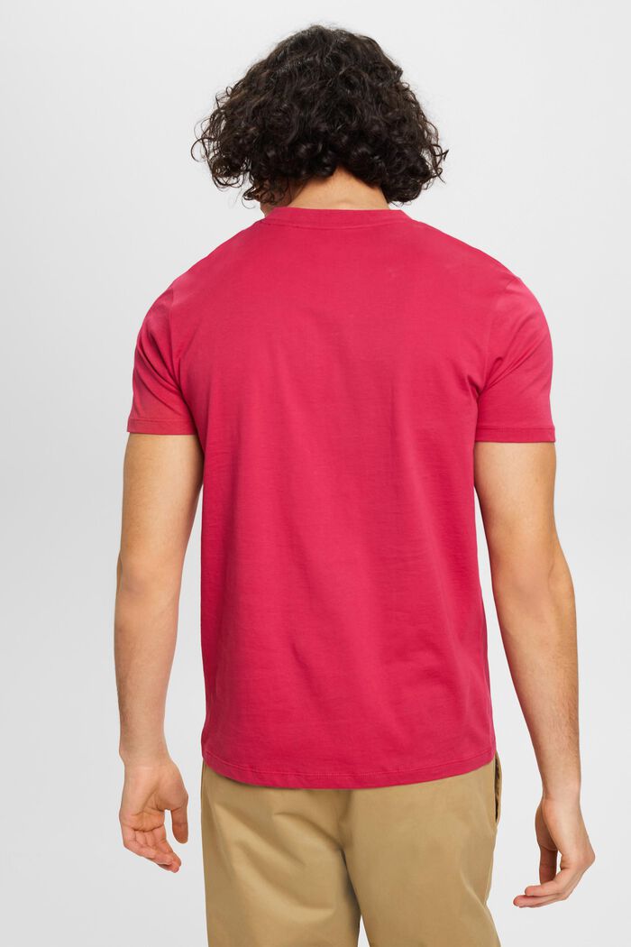 V-aukkoinen T-paita puuvillaa, slim fit -malli, DARK PINK, detail image number 3
