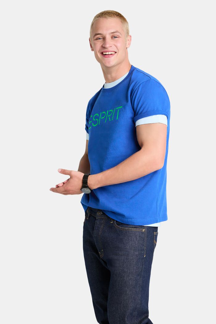 Logollinen unisex-t-paita puuvillajerseytä, BRIGHT BLUE, detail image number 1