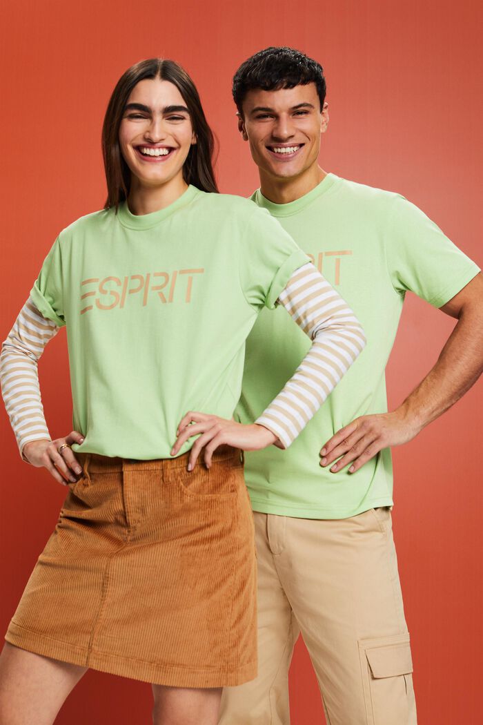 Logollinen unisex-t-paita puuvillajerseytä, LIGHT GREEN, detail image number 5