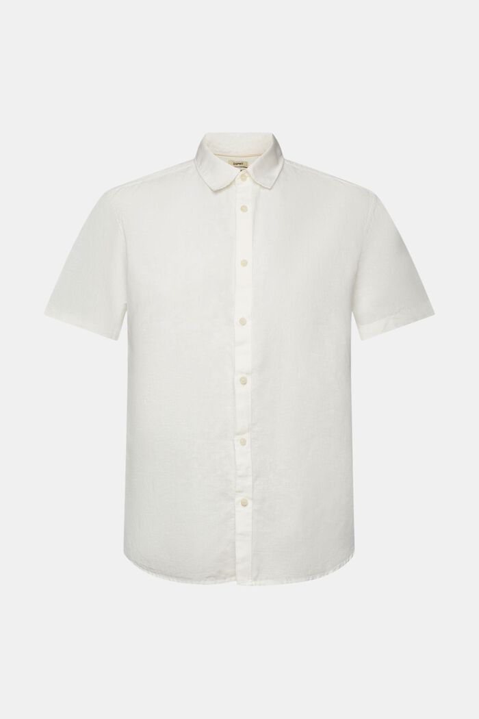 Lyhythihainen paita pellavaa ja puuvillaa, OFF WHITE, detail image number 7