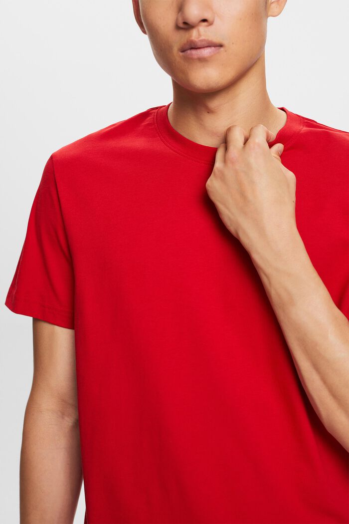 T-paita pyöreällä pääntiellä pima-puuvillaa, DARK RED, detail image number 2