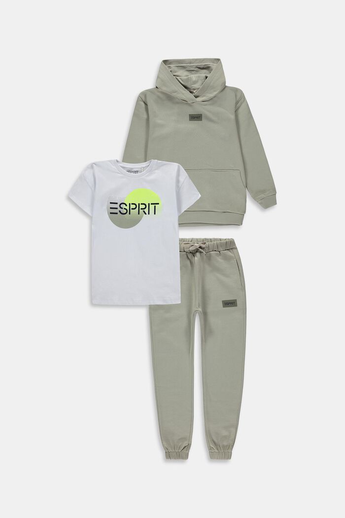 Setti: huppari, T-paita ja verkkarit, DUSTY GREEN, detail image number 0