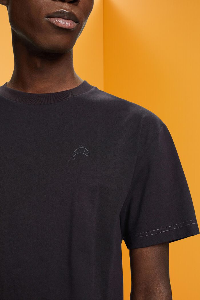 Puuvillainen t-paita delfiiniprintillä, BLACK, detail image number 2