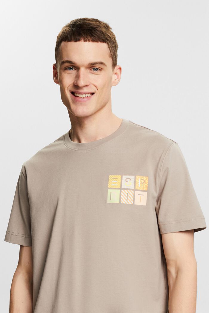 Logollinen t-paita puuvillajerseytä, LIGHT TAUPE, detail image number 0