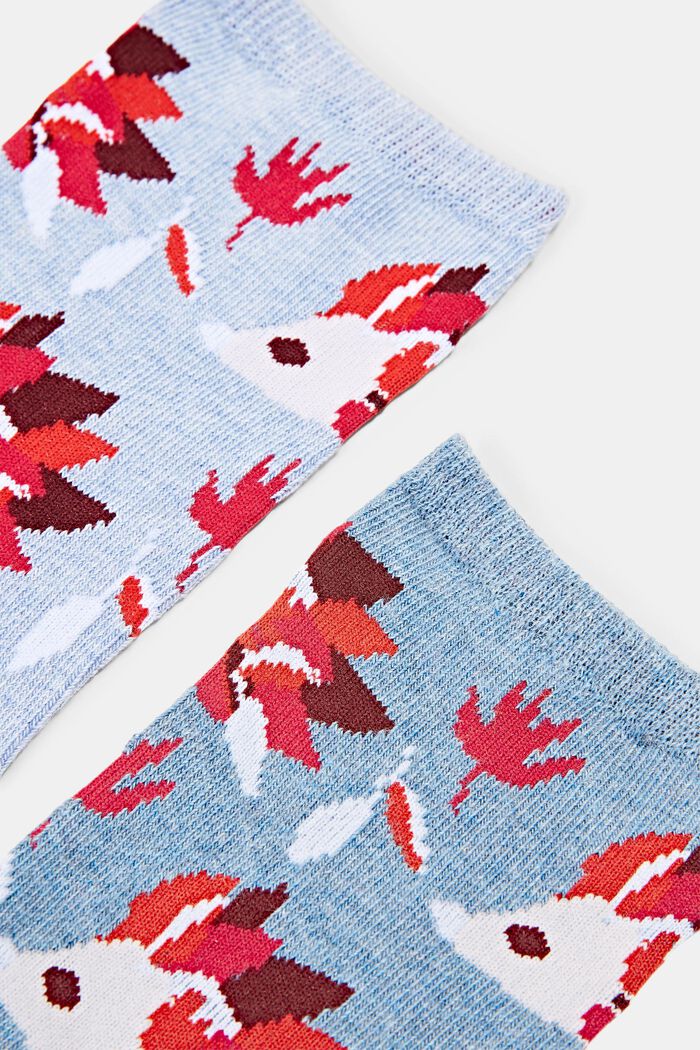 2 paria luomupuuvillasekoitteesta valmistettuja sukkia, LIGHT BLUE/BLUE, detail image number 1