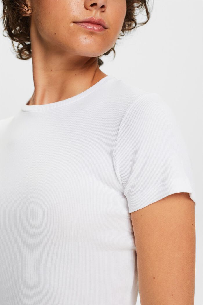 T-paita pyöreällä pääntiellä puuvillajerseytä, WHITE, detail image number 2
