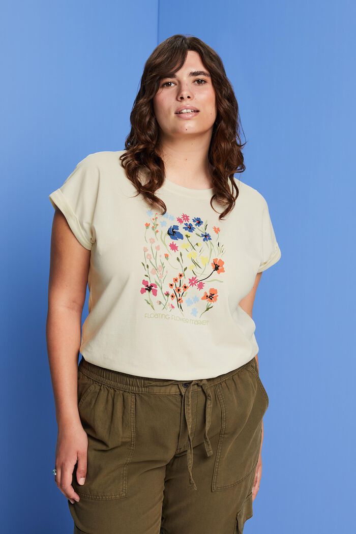 CURVY – T-paita, jossa painatus edessä, 100 % puuvillaa, ICE, detail image number 0