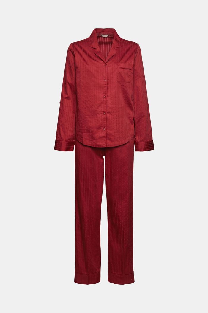 Pitkä pyjama 100 % puuvillaa, CHERRY RED, overview