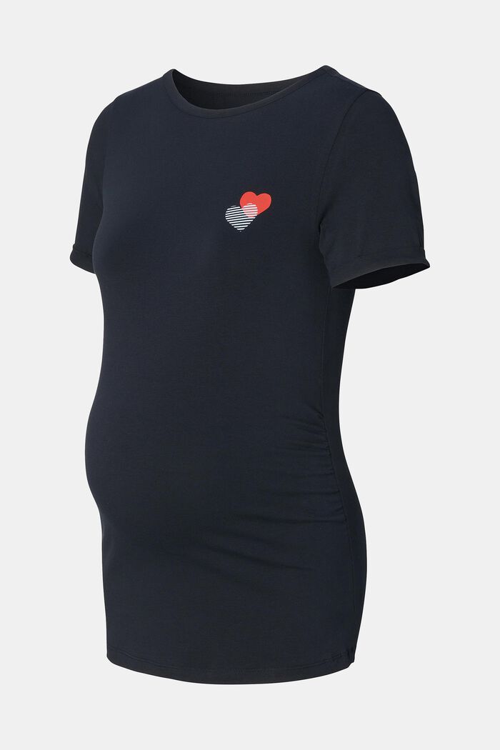 T-paita, jonka rinnan kohdalla sydänpainatus, NIGHT SKY BLUE, detail image number 4