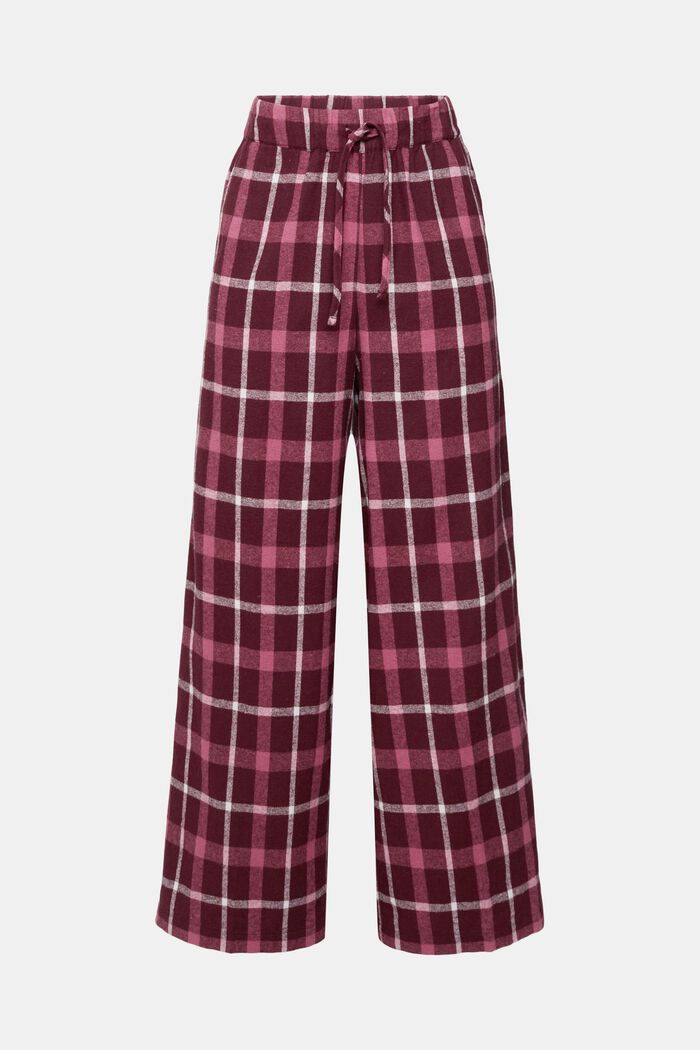 Ruudulliset pyjamahousut puuvillaflanellia, BORDEAUX RED, overview