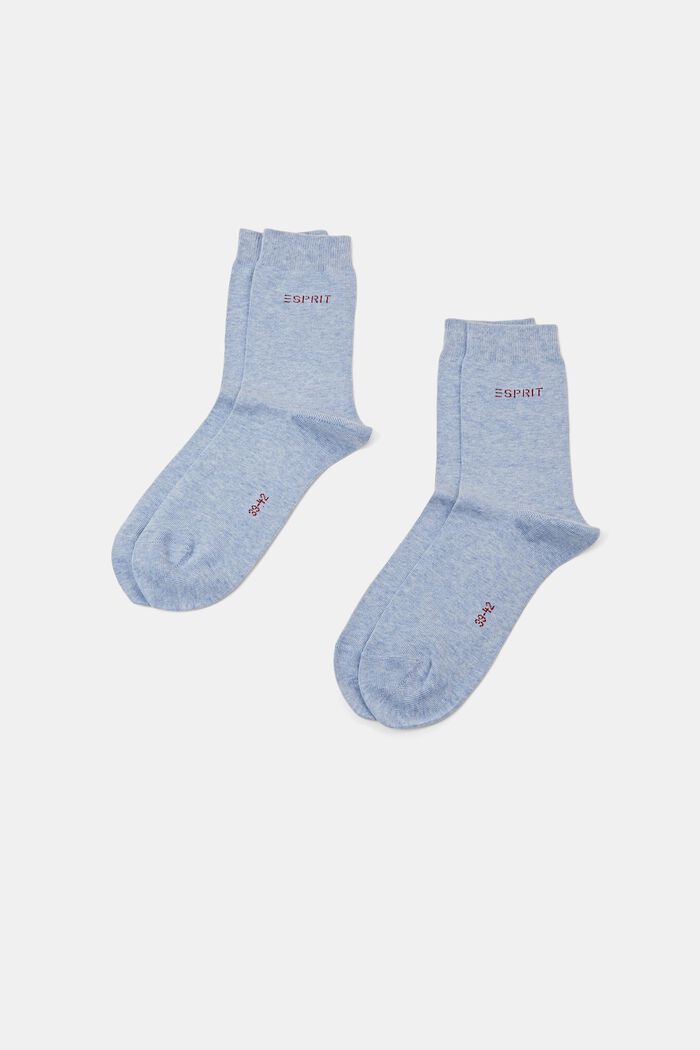 2 paria luomupuuvillasta valmistettuja sukkia, joissa neulottu logo, JEANS, detail image number 0