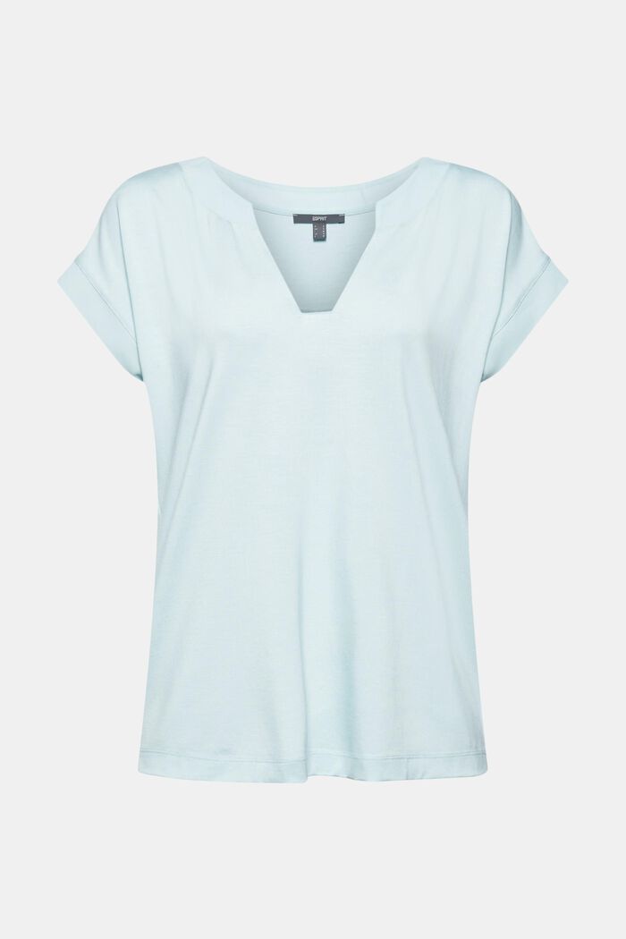 Lyocellia sisältävä T-paita, jossa sifonkisomisteita, LIGHT TURQUOISE, detail image number 0