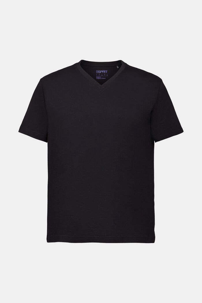 T-paita luomupuuvillaa, V-pääntie, BLACK, detail image number 5