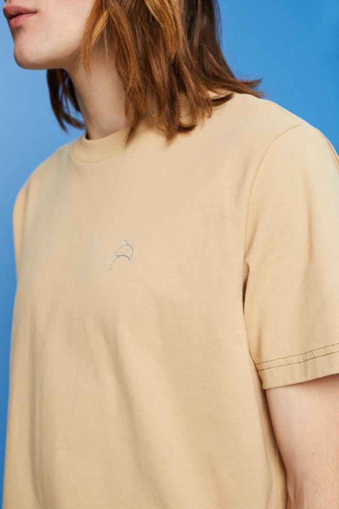 Puuvillainen t-paita delfiiniprintillä, SAND, detail image number 2