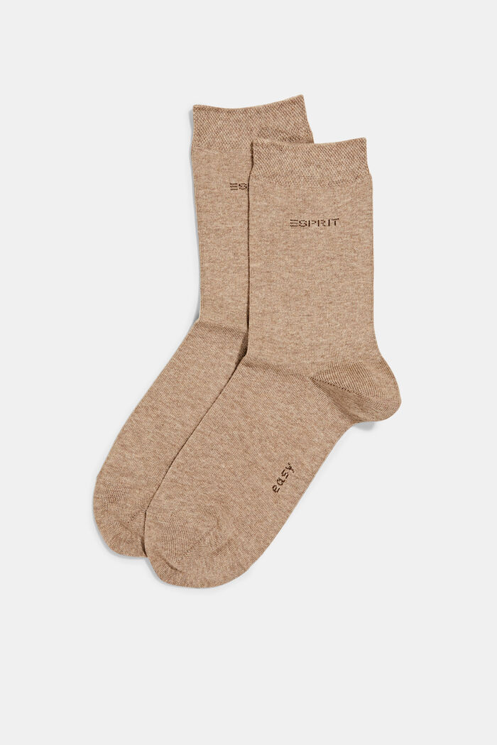 2 paria sukkia, luomupuuvillasekoitetta, NUTMEG MELANGE, detail image number 0