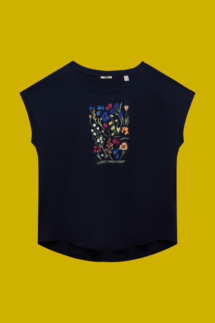 CURVY – T-paita, jossa painatus edessä, 100 % puuvillaa, NAVY, detail image number 6