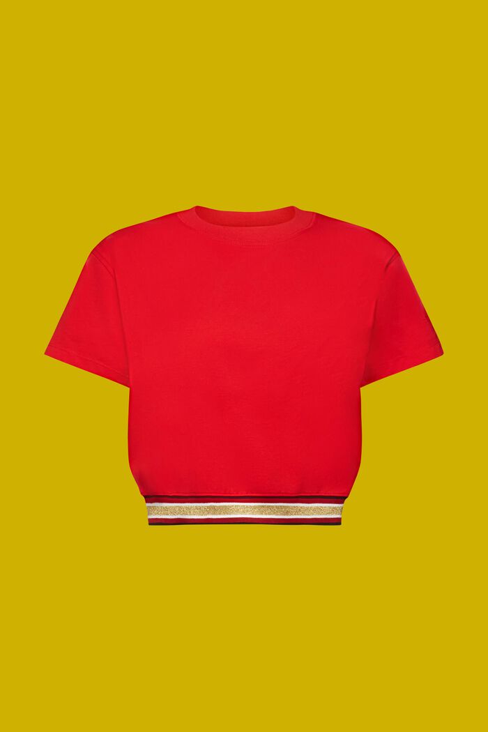 Vajaapituinen T-paita, jossa kimallenauha, RED, detail image number 6