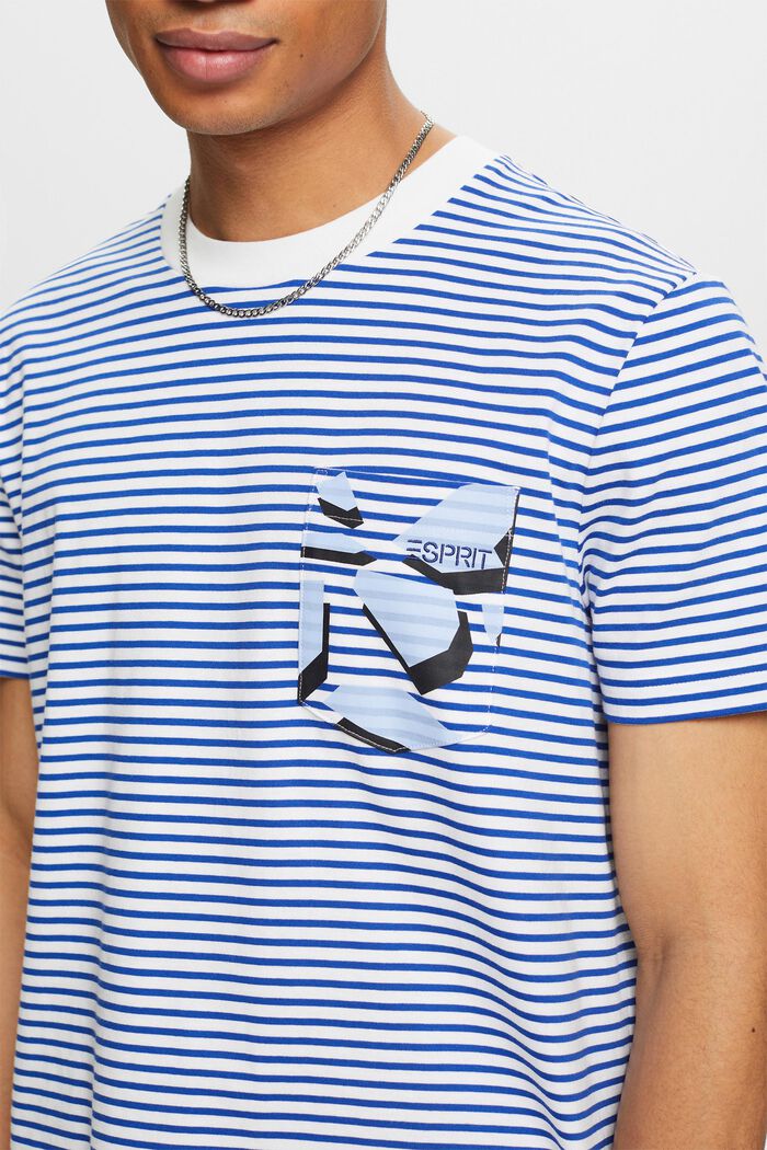 Raidallinen jersey-t-paita puuvillaa, BRIGHT BLUE, detail image number 3