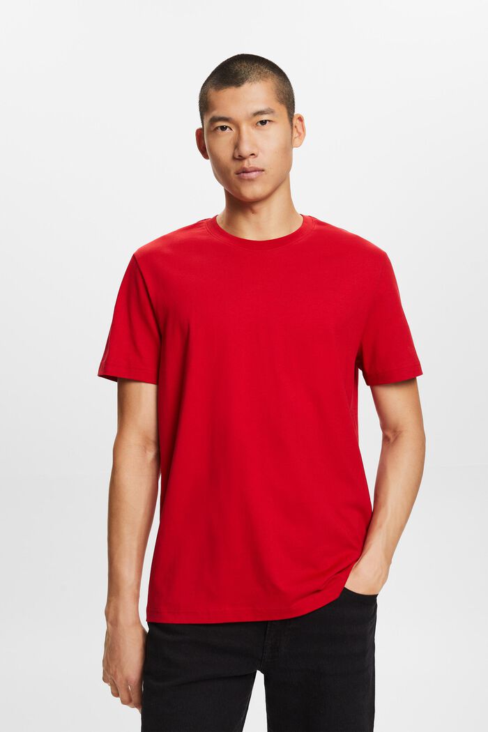 T-paita pyöreällä pääntiellä pima-puuvillaa, DARK RED, detail image number 0