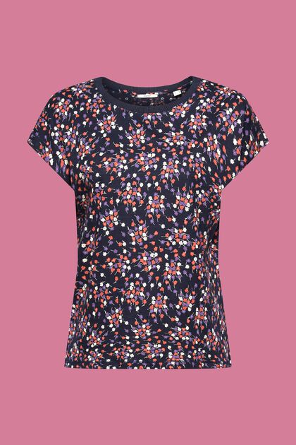 Hihaton, kokonaan kukkakuvioitu T-paita, NAVY, overview