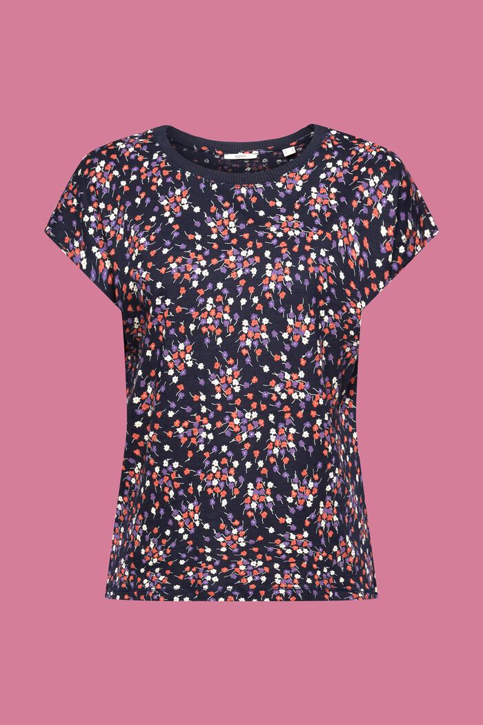 Hihaton, kokonaan kukkakuvioitu T-paita, NAVY, detail image number 6