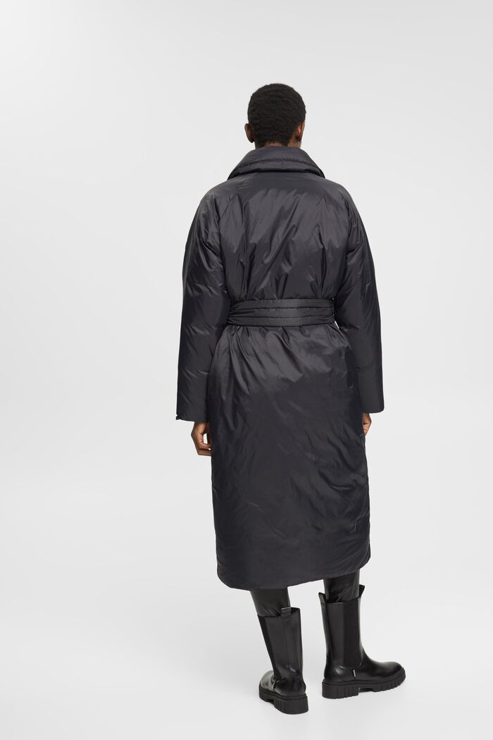 Pitkä takki, jossa kierrätetty untuvatäyte, BLACK, detail image number 4