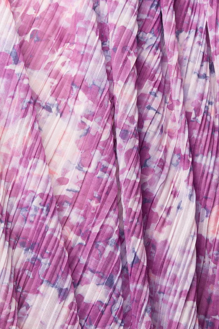 Kuvioitu mekko pliseerattua verkkokangasta, PURPLE, detail image number 4