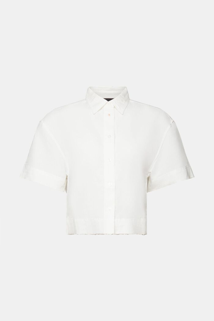 Vajaapituinen paitapusero pellavasekoitetta, WHITE, detail image number 5