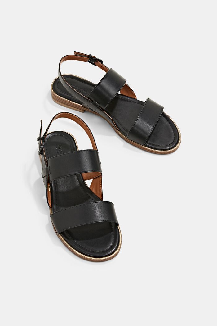 Leveäremmiset sandaalit, BLACK, detail image number 6