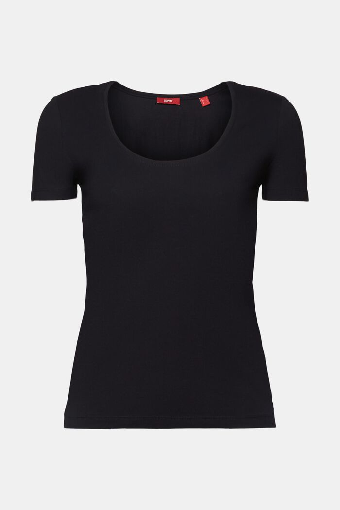 Slim fit -mallinen t-paita, jossa U-pääntie, BLACK, detail image number 6
